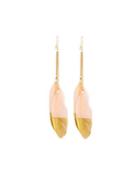 Gold-dipped Feather Drop Earrings