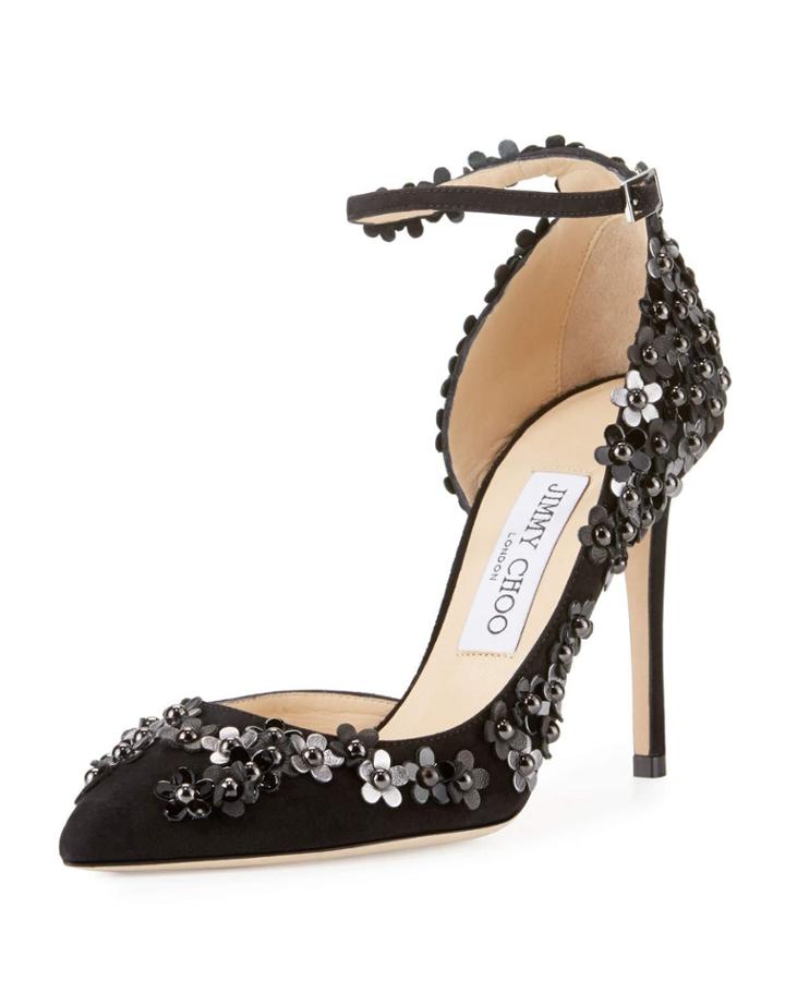 Lucy Embellished Half-d'orsay Pump, Black