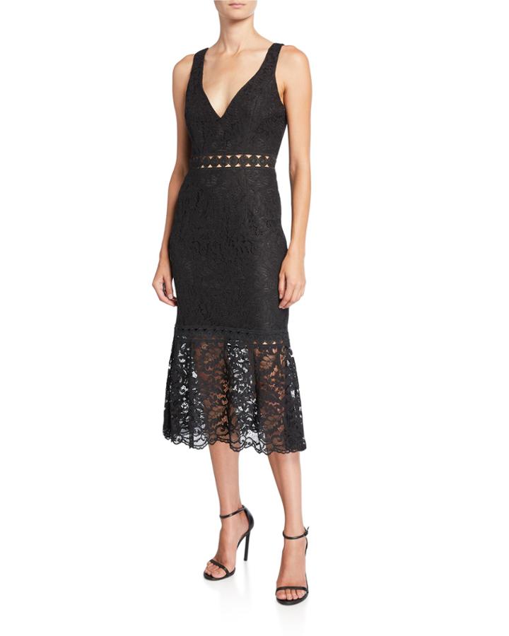 Fiona Lace Mesh Trumpet Dress