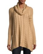 Long-sleeve Cable-knit Swing Sweater,