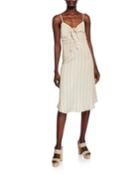 Naples Striped Tie-front Spaghetti-strap Dress
