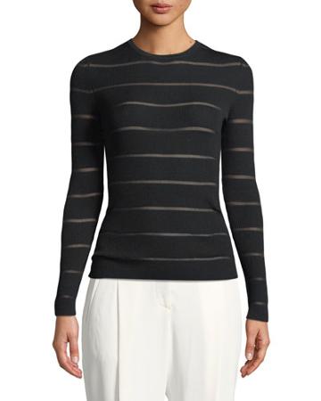 Sheer-striped Merino-blend