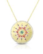 Cubic Zirconia Sun Medallion Necklace,