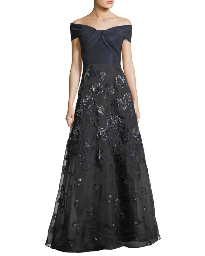 Taffeta Off-the-shoulder A-line Gown