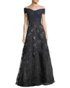Taffeta Off-the-shoulder A-line Gown