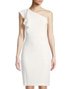 Ruffled One-shoulder Crepe