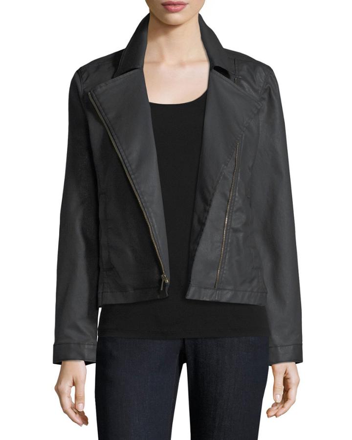 Waxed Stretch Cotton Denim Bomber Jacket