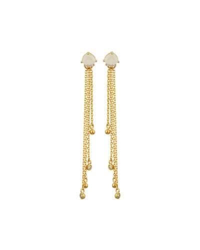 Golden Rose Quartz Crystal Threader Earrings