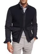 Ribbed Wool Patch-pocket Cardigan Jacket