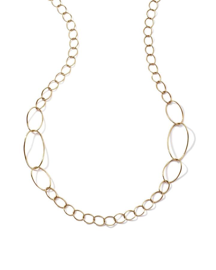 18k Classico Smooth Tubing Twisted Oval-link Necklace