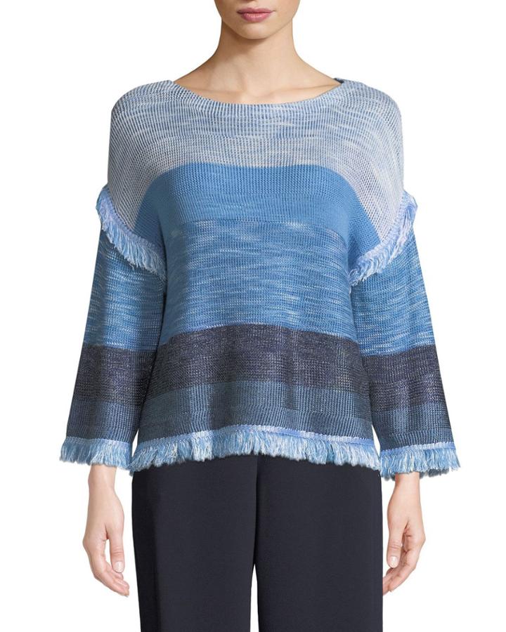 Striped Knit Fringed