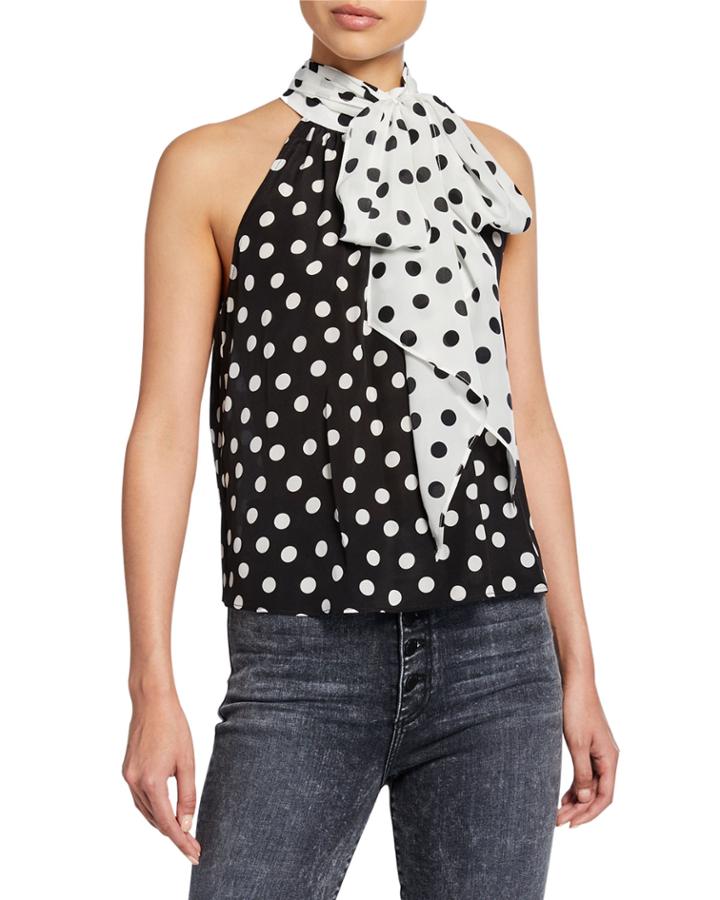 Liana Polka-dot Bow-neck