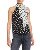 Liana Polka-dot Bow-neck