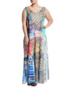 Patchwork Sleeveless Maxi Dress,