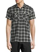 Short-sleeve Plaid Flannel Button-down