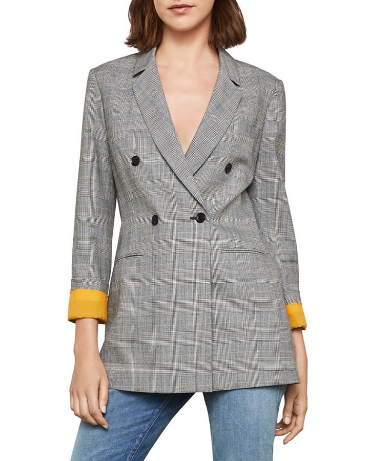 Double-breasted Plaid Boyfriend Jacket