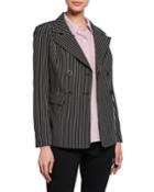 Striped Ruffle Double-breasted Jacket