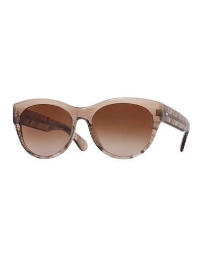 Mande 55 Retro Cat-eye Sunglasses, Pecan Pie
