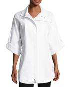 Zip-front Roll-tab Jacket, White