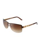 Rectangle Logo Sunglasses, Brown/gold