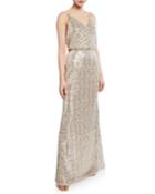 Sequined Blouson Gown