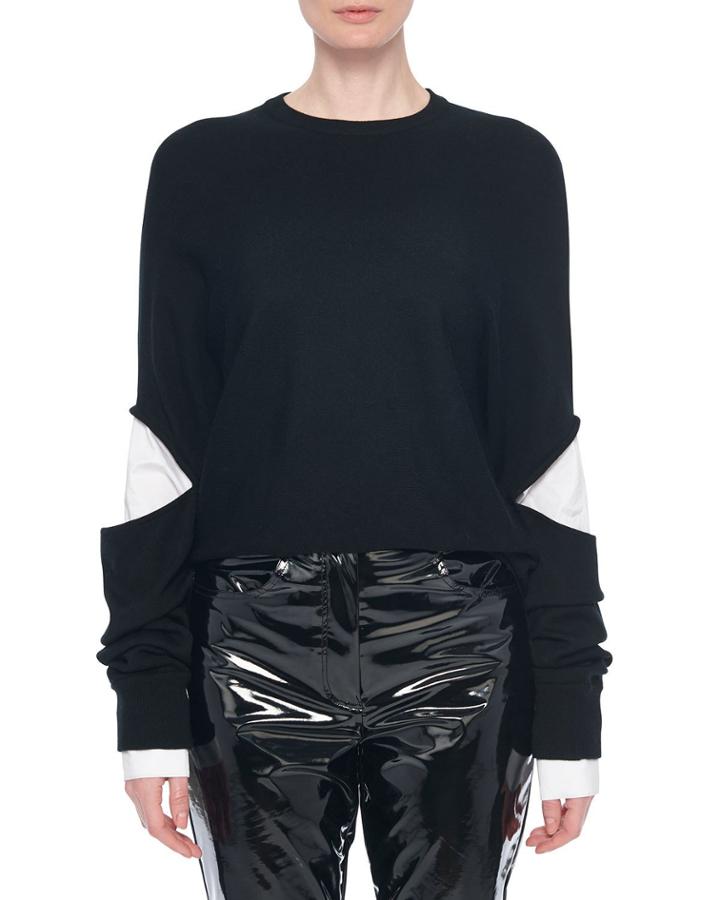 Double Layer Slit-sleeve Pullover