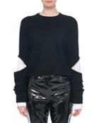 Double Layer Slit-sleeve Pullover