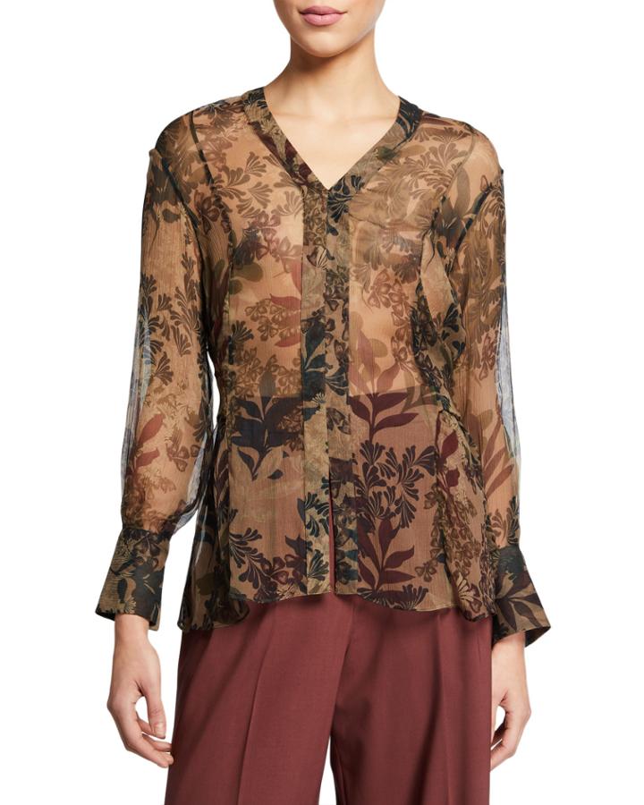 Botanical Printed Tie-waist