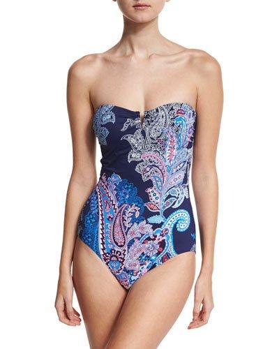 Paisley Leaves Bandeau One-piece