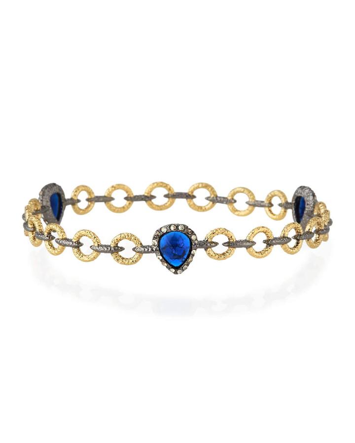 Circle-link Sapphire Pear Bangle