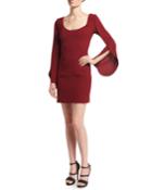 Raven Scoop-neck Long-sleeve Cocktail Dress