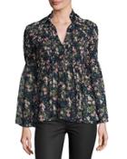 Eva Marie Floral-printed Top, Blue Pattern