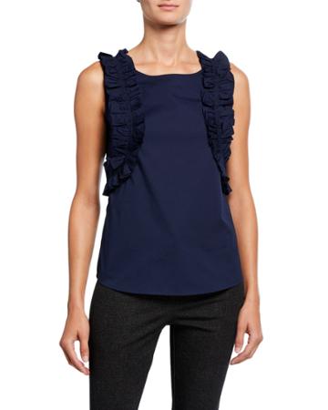 Sleeveless Ruffle-front Pullover Top
