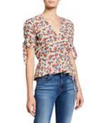Lucy Floral Print Short-sleeve Wrap Top