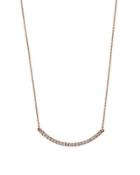18k Rose Gold Curved Diamond Bar Pendant Necklace