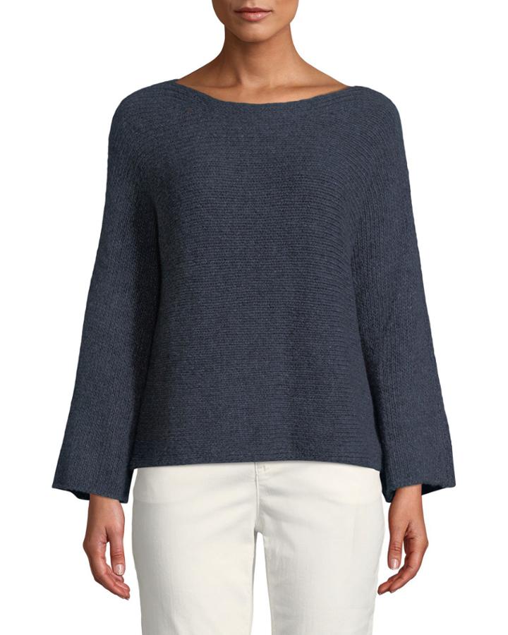 Alpaca-cotton Boat-neck Pullover