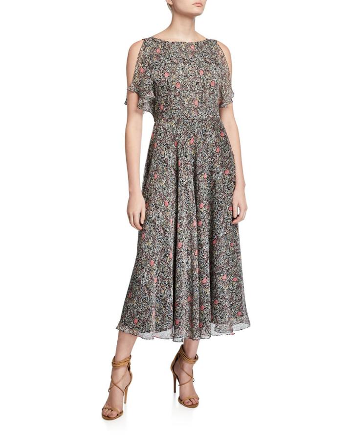 Floral Print Cold-shoulder Dress