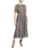 Floral Print Cold-shoulder Dress