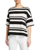 Striped Half-sleeve Pullover