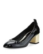 Patent Cube-heel Pumps, Black
