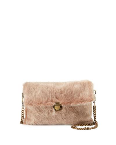 Faux-fur Chain-strap Clutch Bag, Pink