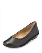 Stansie Scalloped Leather Flat, Black