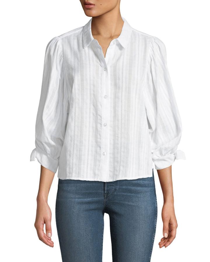 80's Oversized Button-down Cotton Blouse