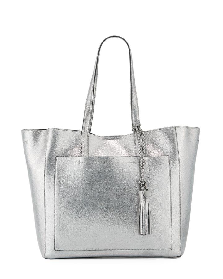 Natalie Unlined Metallic Tote Bag