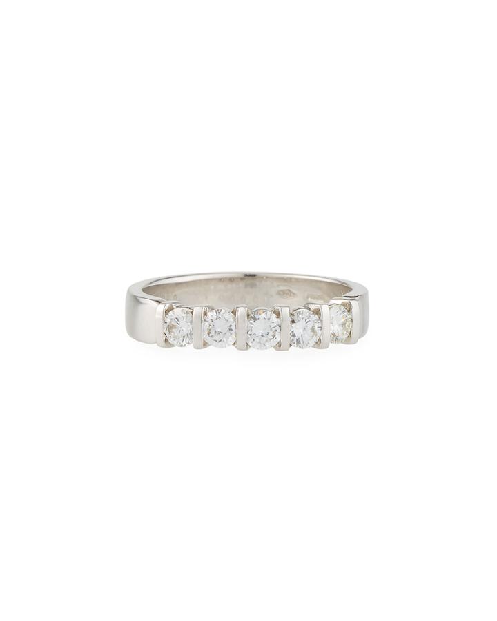 18k White Gold Flat 5-diamond Ring,