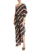 Maisie One-shoulder Diagonal-striped Dress