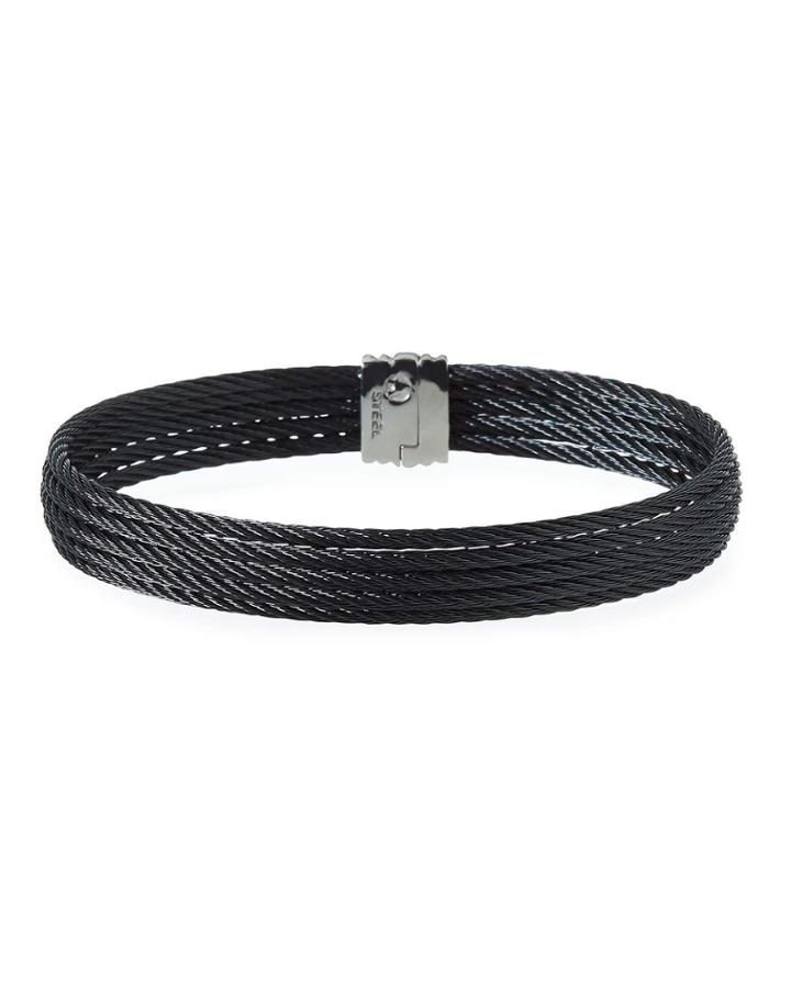 Stacked 5-row Cable Bangle, Black