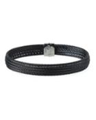 Stacked 5-row Cable Bangle, Black