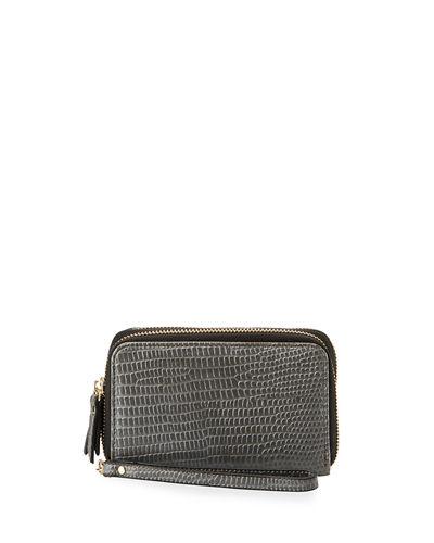 Exotic Double-zip Faux-leather Wristlet