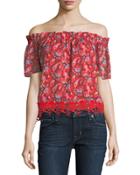 Paisley-print Off-the-shoulder Top